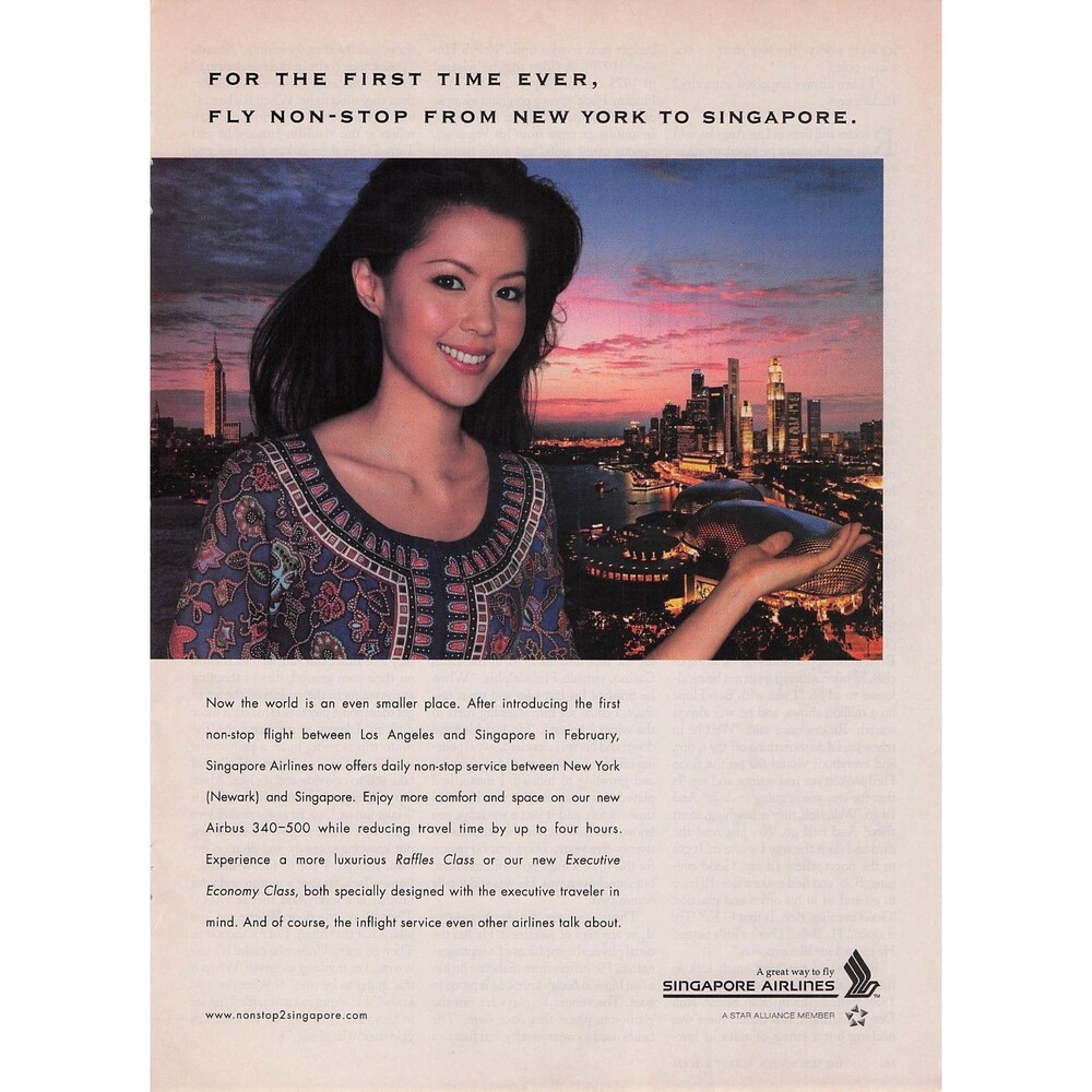 Singapore airlines vintage hot pretty asian woman Print Ad Pinup Art Poster